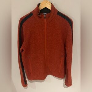 Ibex wool blend Red Jacket with Black Trim men’s size medium